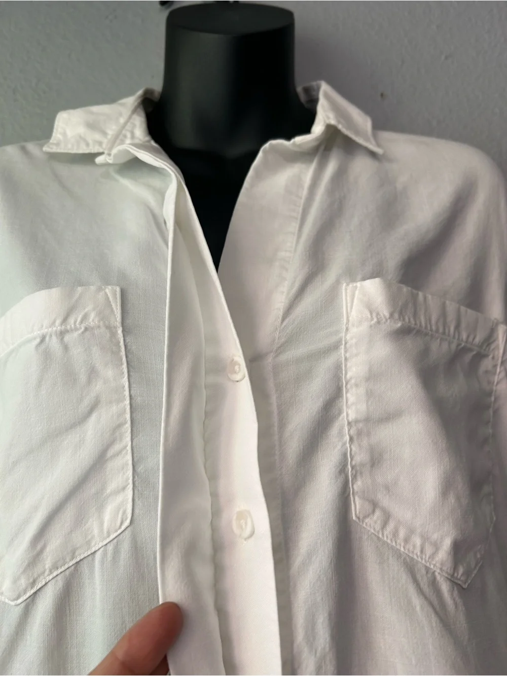 Cloth & Stone Roll Tab Long Sleeve Button Up Shirt White XS Collar Office Career